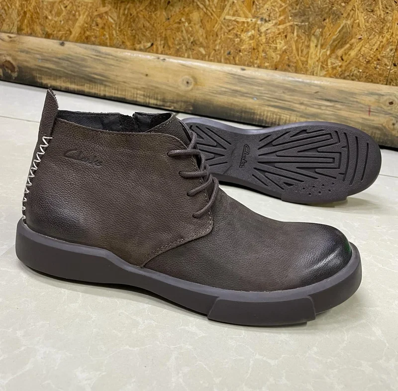 Clarks Genuine Leather Coffee Mens Boots -  Mens Lace up Shoes