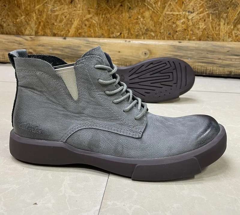 Clarks Genuine Leather Grey Mens Boots -  Mens Lace up Shoes
