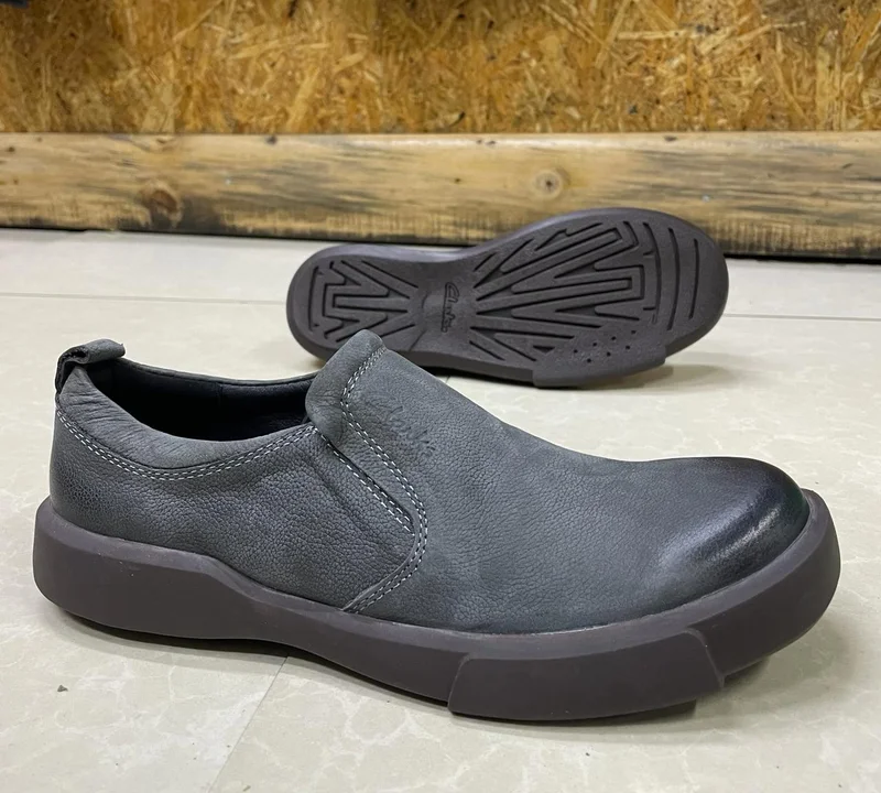 Clarks Genuine Leather Grey Mens Low cut -  Mens Laceles Shoes