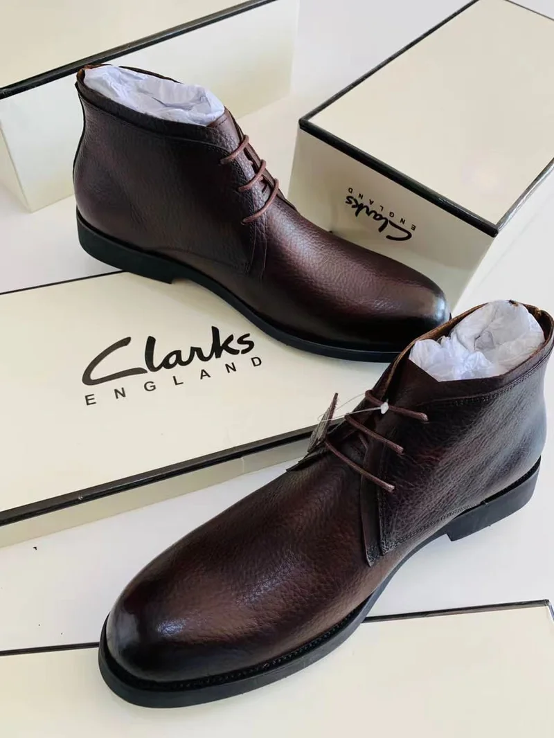 Clarks Genuine Leather Official Boots Coffee Brown Mens Laced Shoes