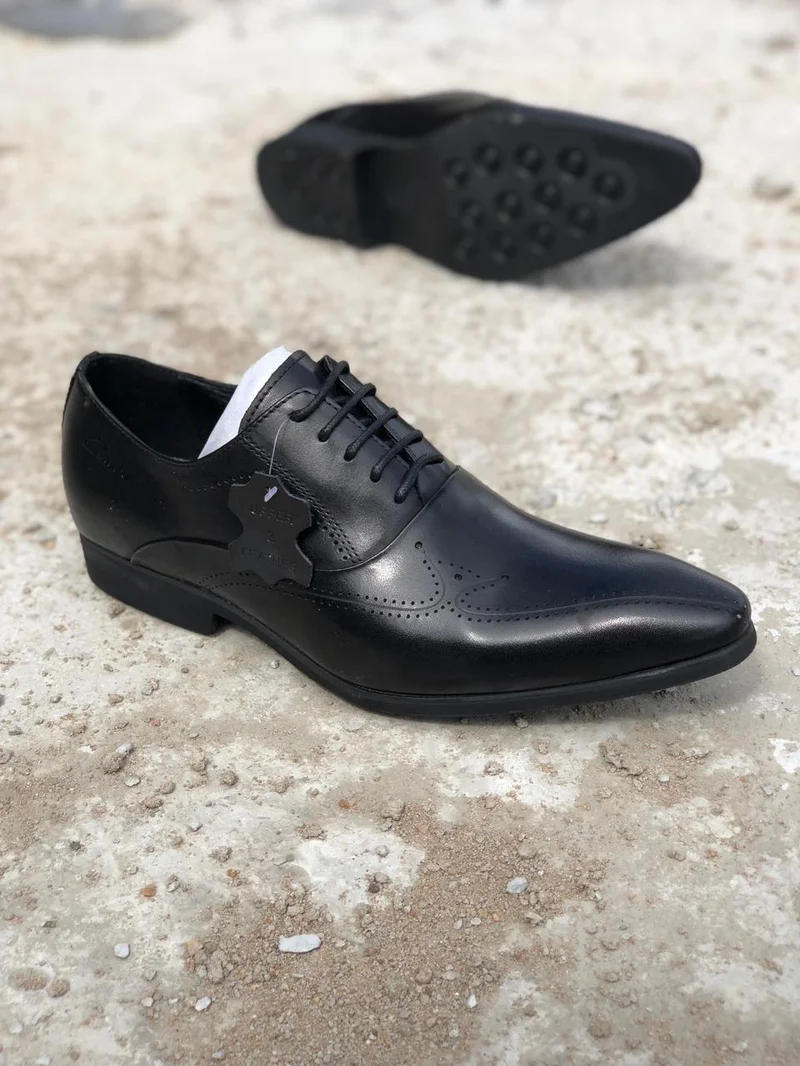 Clarks Laced Black Laced Premium Leather Quality Mens Official Shoes