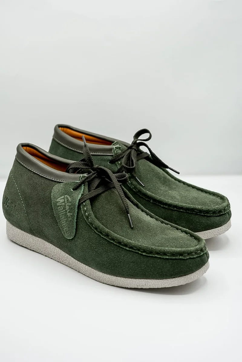 Clarks Wallabee Green Suede Shoes Moccassins