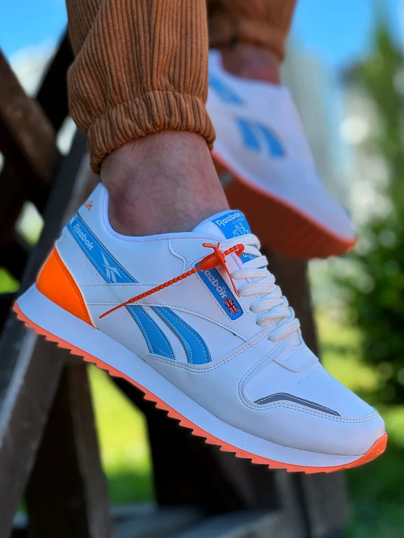 Classic Leather Reebok White Orange Blue