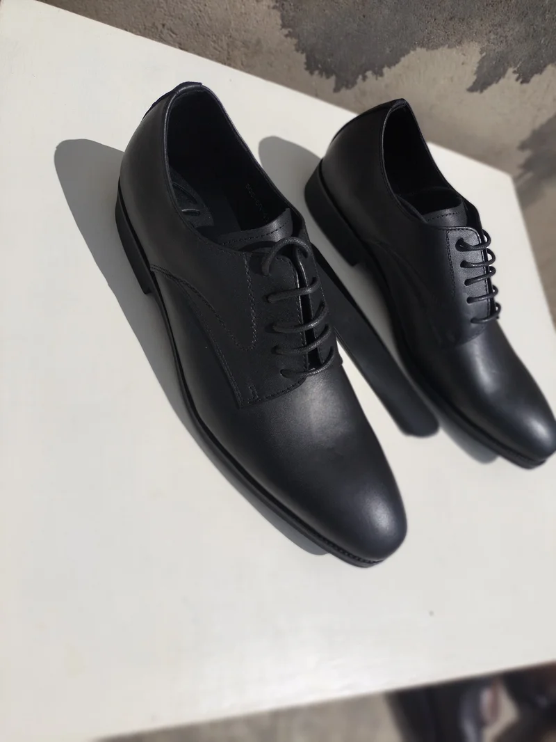 CLASSIC PURE BLACK  MEN LEATHER DRESS SHOES