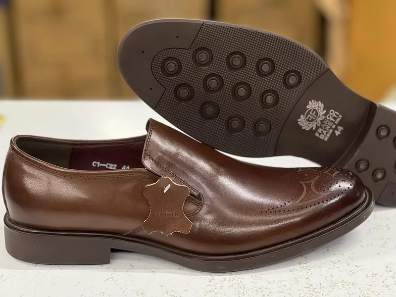 ClassicFranco Banetti Brown Leather Slip-On Shoes for Men