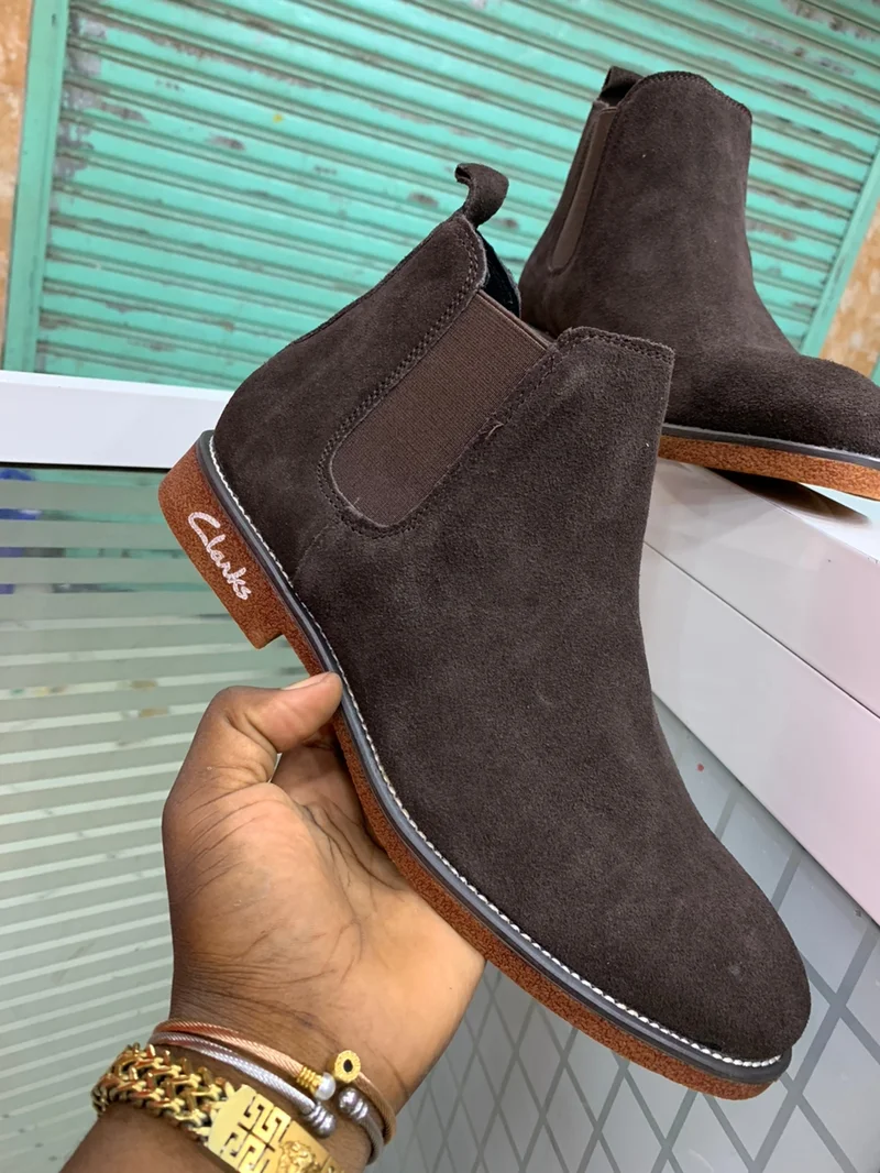 Coffee Brown Clarks Leather Chelsea Boots Fashion Men