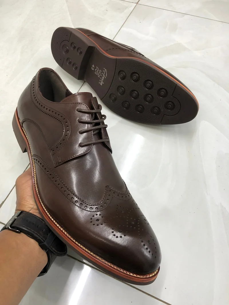 Coffee Brown John Foster Laced Quality Premium Brogue Leather Official Shoes
