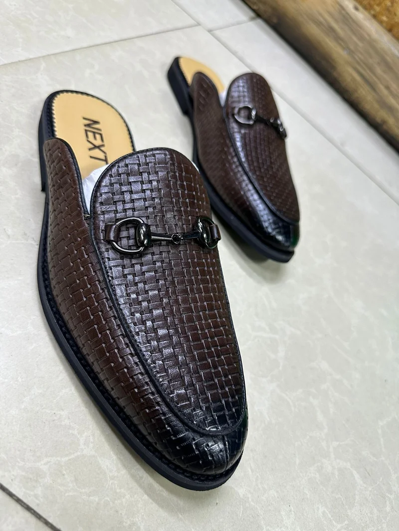 Coffee Brown Men Quality Next Leather Official Men's  Backless Mules