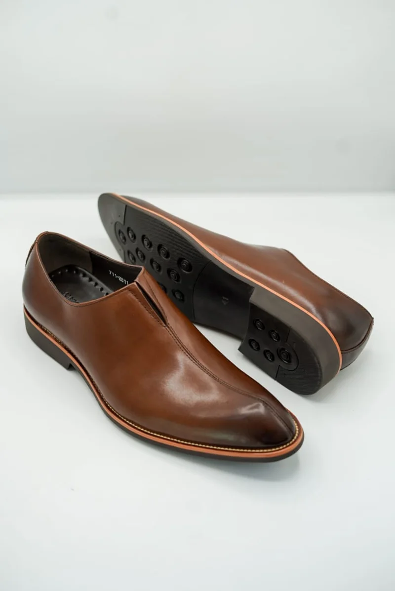 Coffee Brown Nobby Cavalli Men's Dress Shoes – Slip-on Pure & Leather