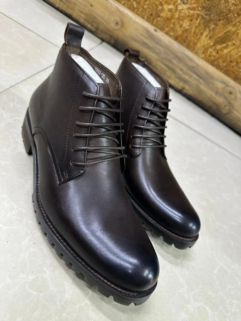 Coffee Clarks Leather Work Ankle Laced Boot - Limited Edition