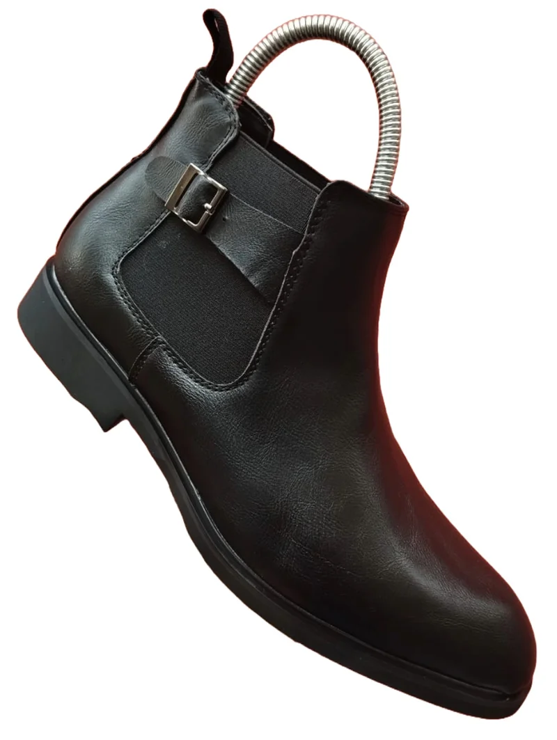 Comfortable Slip On Ankle Shoes Men Leather Chelsea Boots - Black