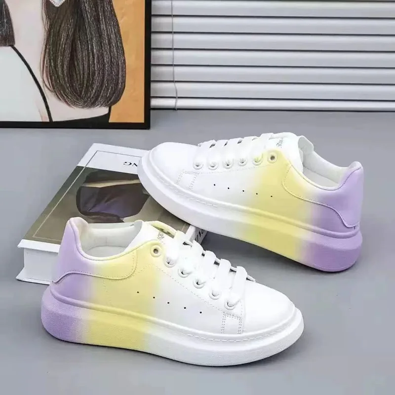 Cross Women's fashion Shoes White/Yellow/Pale Purple Casual Female Sneakers