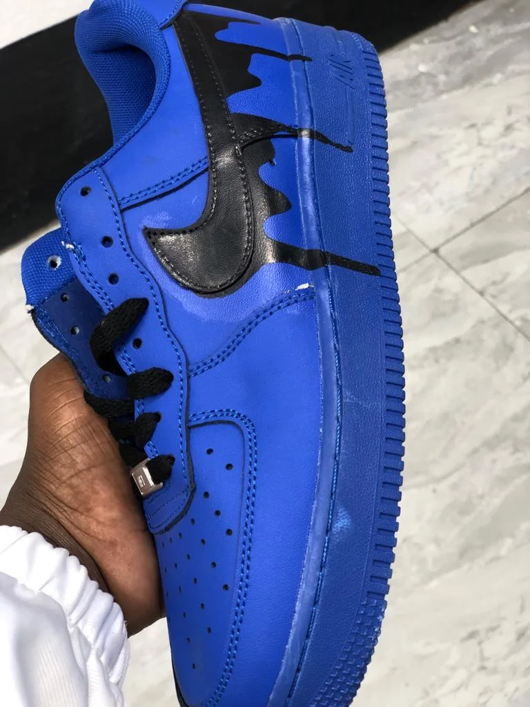 Custom Nike Air Force 1 Blue Drip Trainers