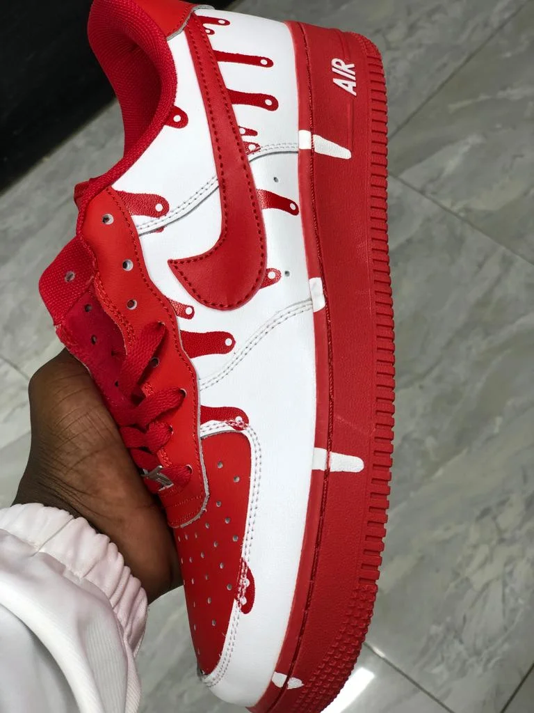 Custom Nike Air Force 1 Red White Drip Trainers