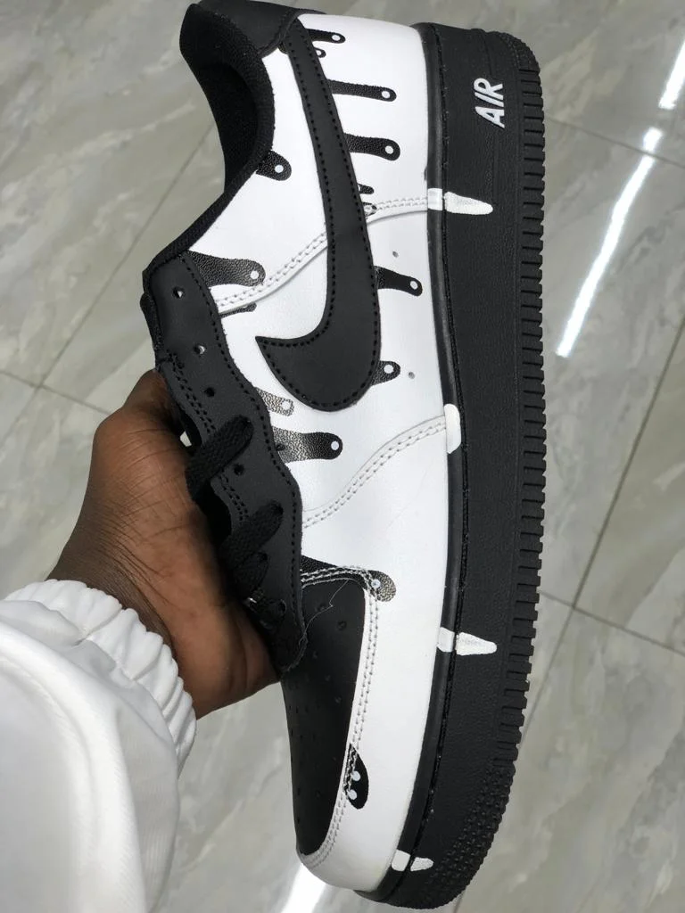 Custom Nike Air Force 1 White Black Drip Trainers