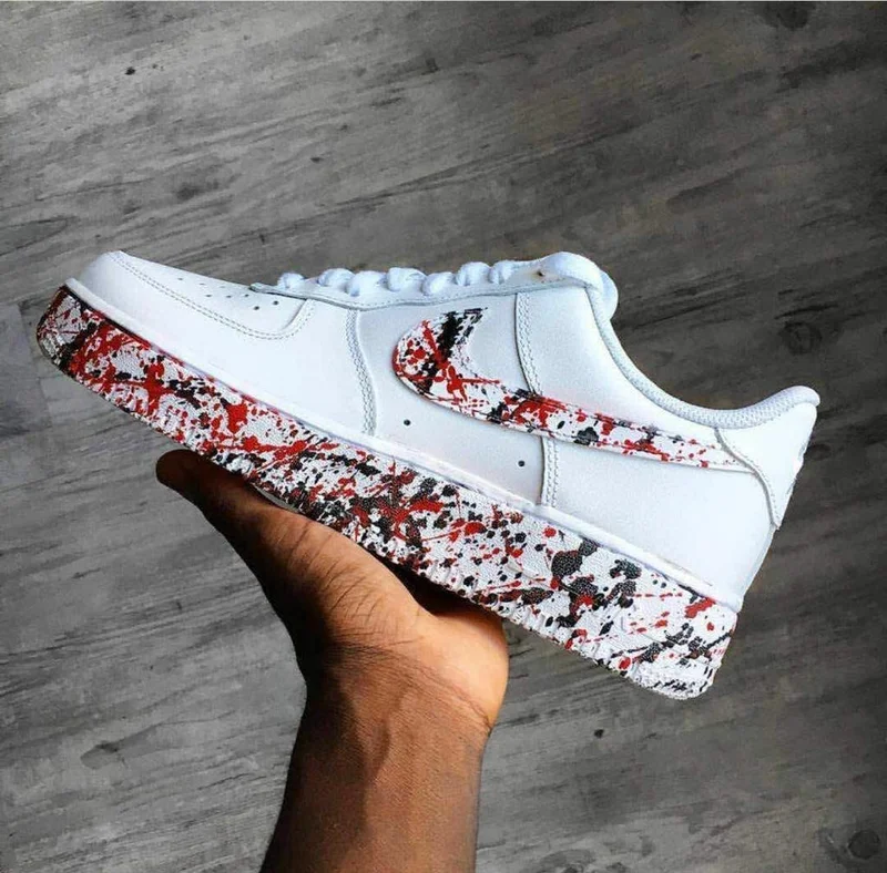 Custom Paint "Splatter Red" Nike Air Force 1 White