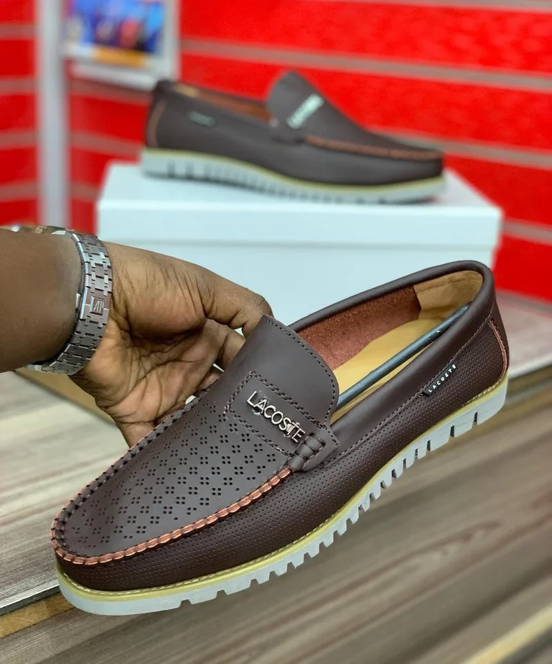 DARK BROWN  LACOSTE MEN’S CASUAL SLIP ON LOAFERS