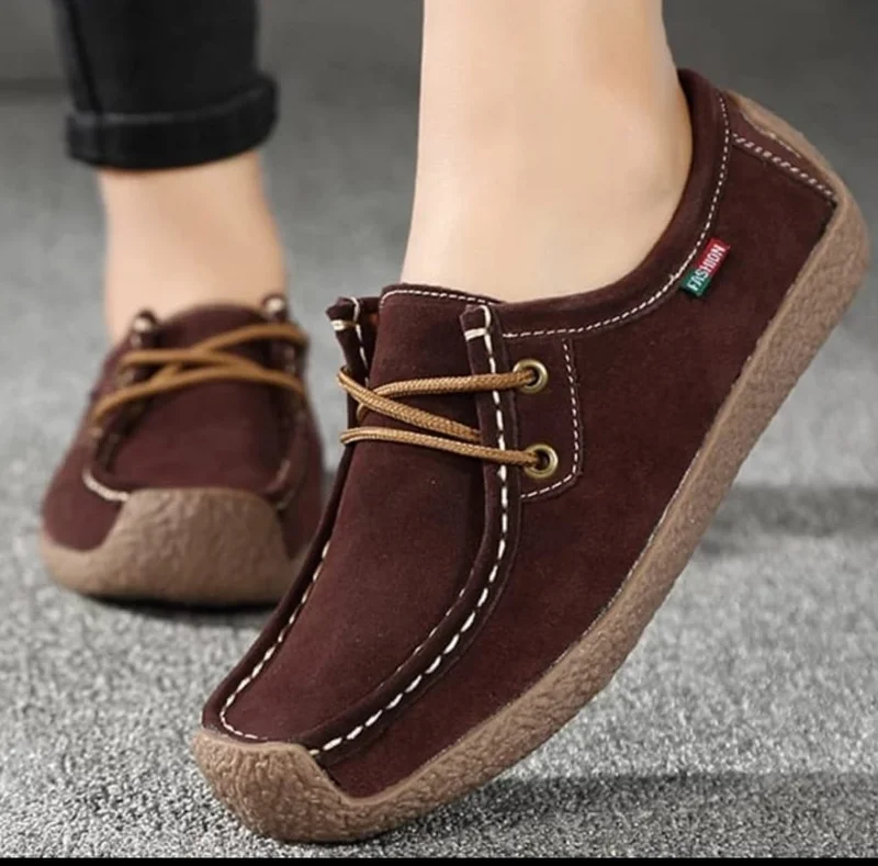 Dark Brown Loafers flats shoes woman folding moccasins women flats