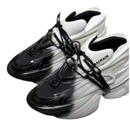 Designer Unisex Balmain Sneakers- black and white