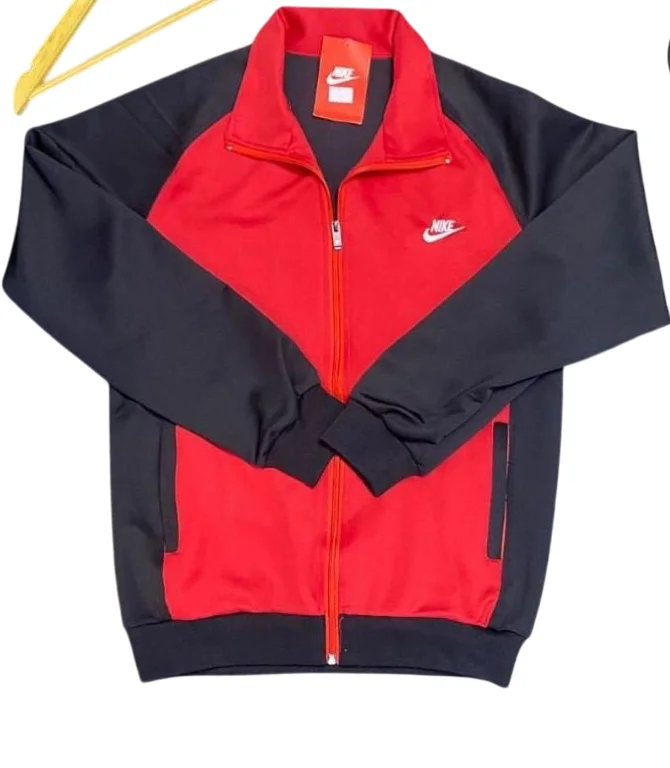 Designer Unisex Nike Tracksuit Jacket and pants in Red and Black.