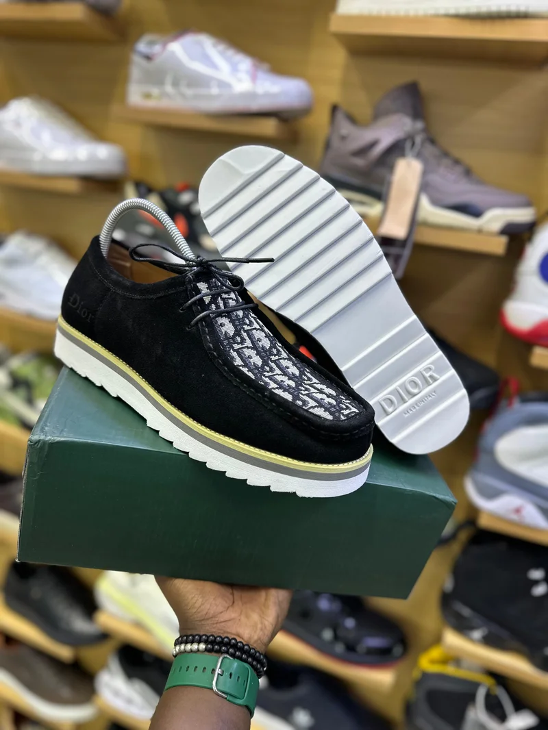 Dior casual Lowtop Derby Suede rubber Shoes - Black