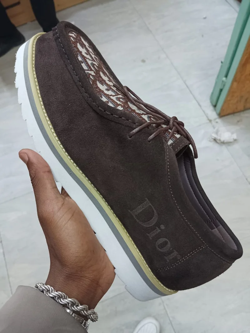 Dior casual Lowtop Derby Suede rubber Shoes - Coffee
