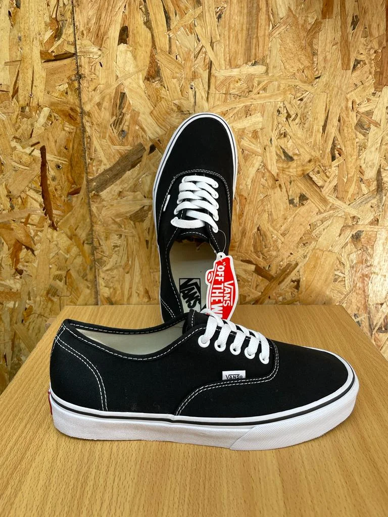 Double Soled Authentic Vans Shoes - Black White Sole & Laces