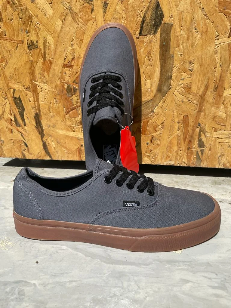 Double Soled Authentic Vans Shoes - Grey Gum Sole