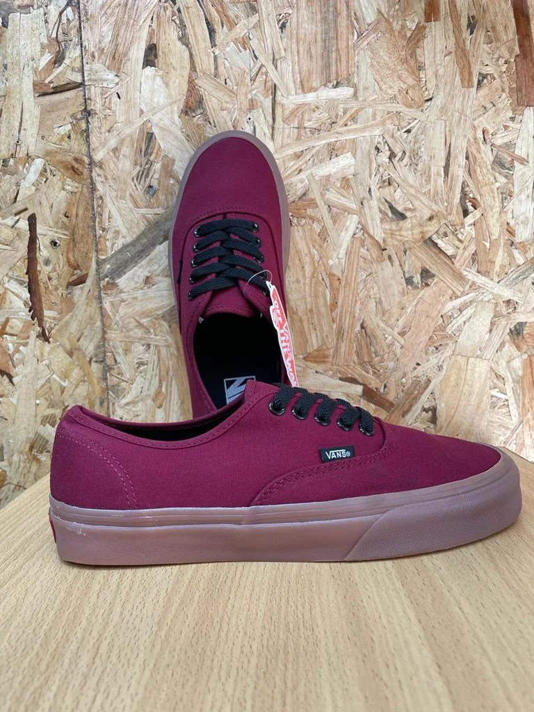 Double Soled Authentic Vans Shoes - Maroon Gum Sole