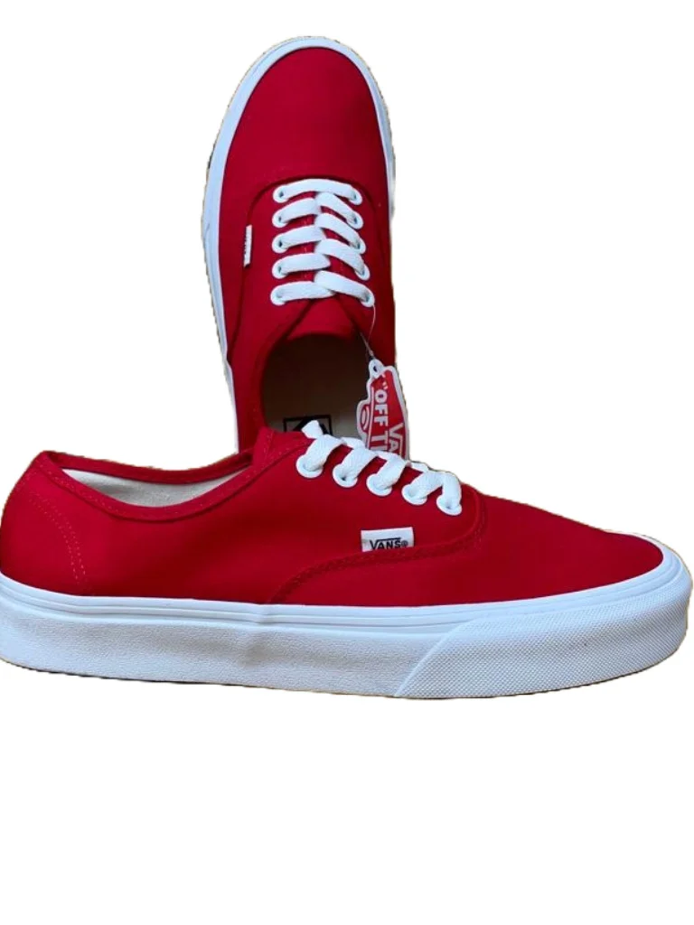 Double Soled Authentic Vans Shoes - Red White Sole