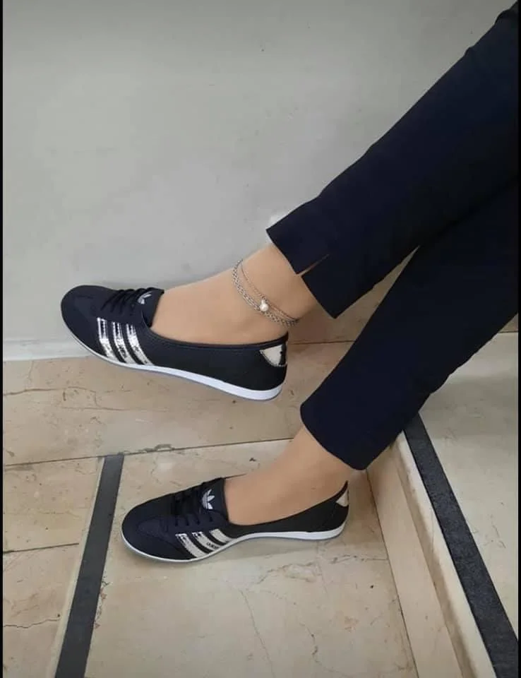 Elegant Adidas Ladies Shoes Casual Shoes Black/ Silver Flat ladies