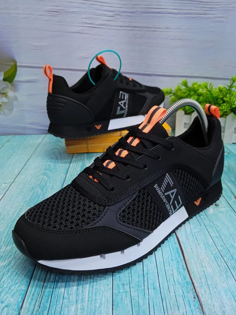 Emporia Armani Black White Trainers Running Gym Mens Shoes