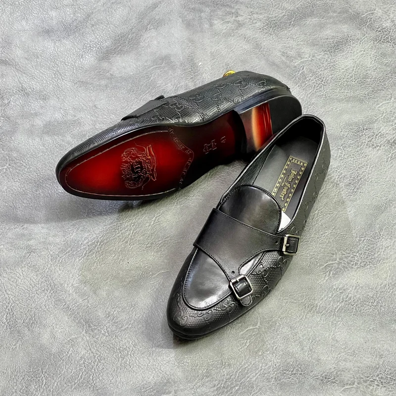 Enid Black Double Monk Strap Loafers