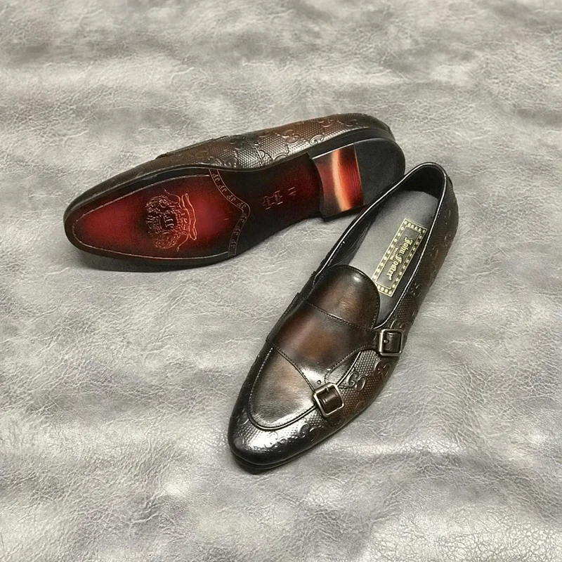 Enid Brown Double Monk Strap Loafers