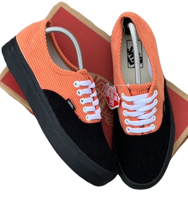 Fabric Double Sole Corduroy Vans of the Wall Orange and Black unisex