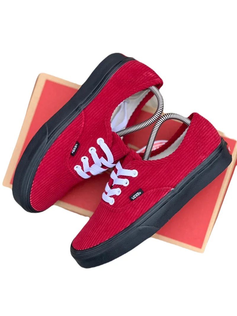 Fabric Double Sole Corduroy Vans of the Wall Sneakers Red - Black Sole