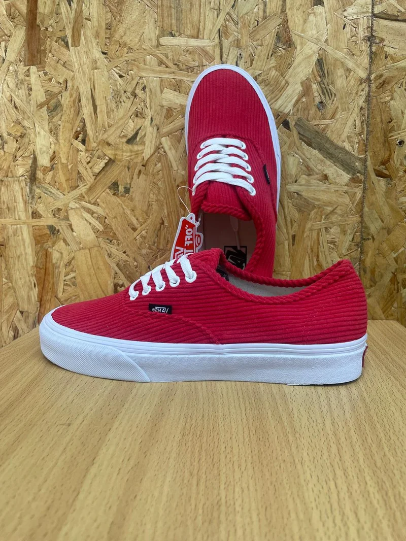 Fabric Double Sole Corduroy Vans of the Wall Sneakers-white/Red