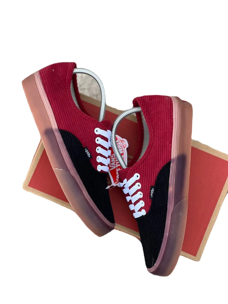 Fabric Double Sole Courdry Vans of the Wall Maroon and Black - Gum Sole