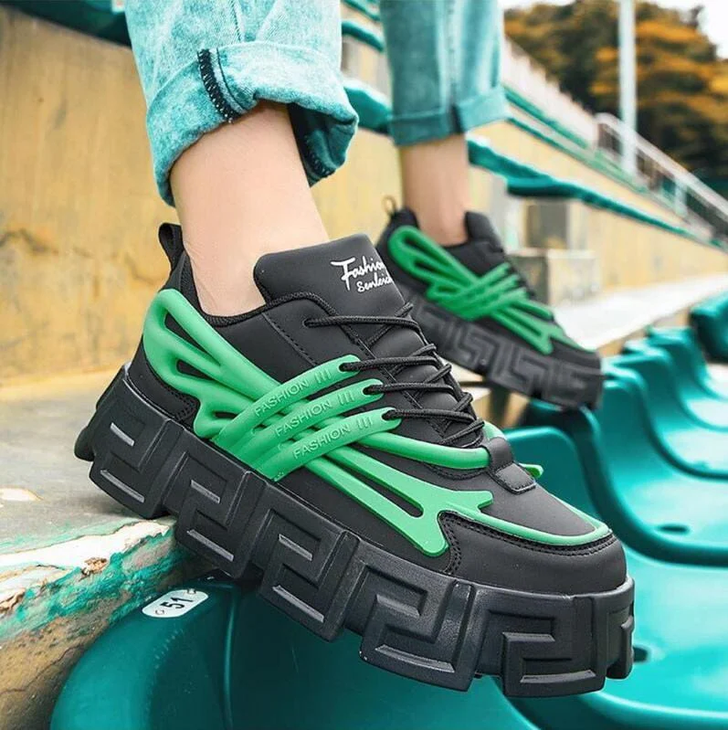FASHION SENLEICH MALE  BLACK- GREEN SNEAKERS