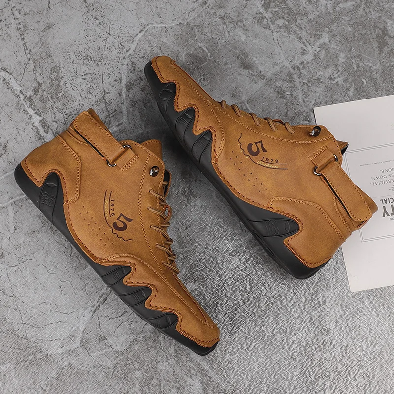 Fashion Shoes Men's Leather Boots Breathable Leather Ankle Boots Outdoor Men's