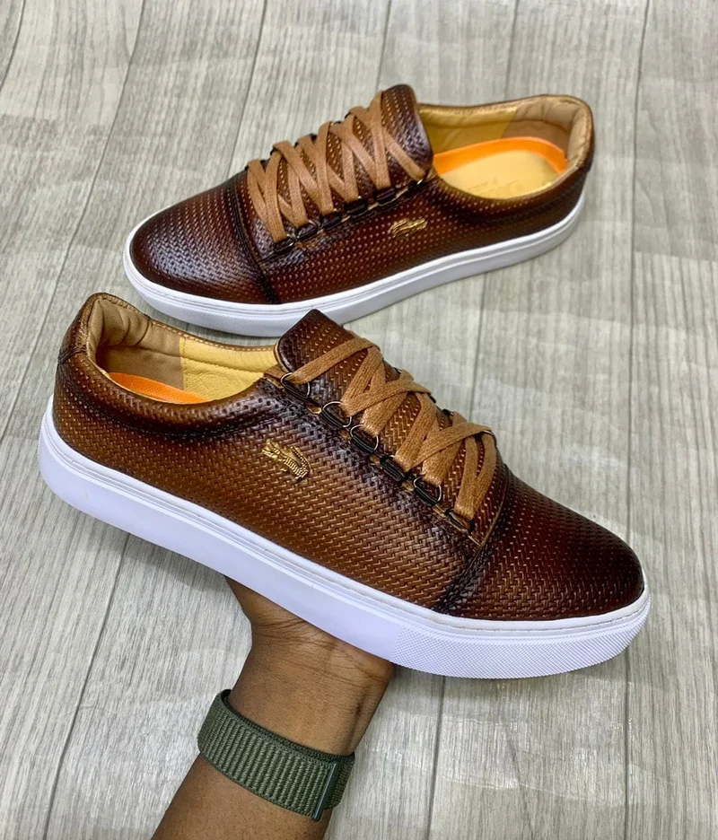 Fashionable Lacoste Quality Leather Men's Sneakers Laced Shoes