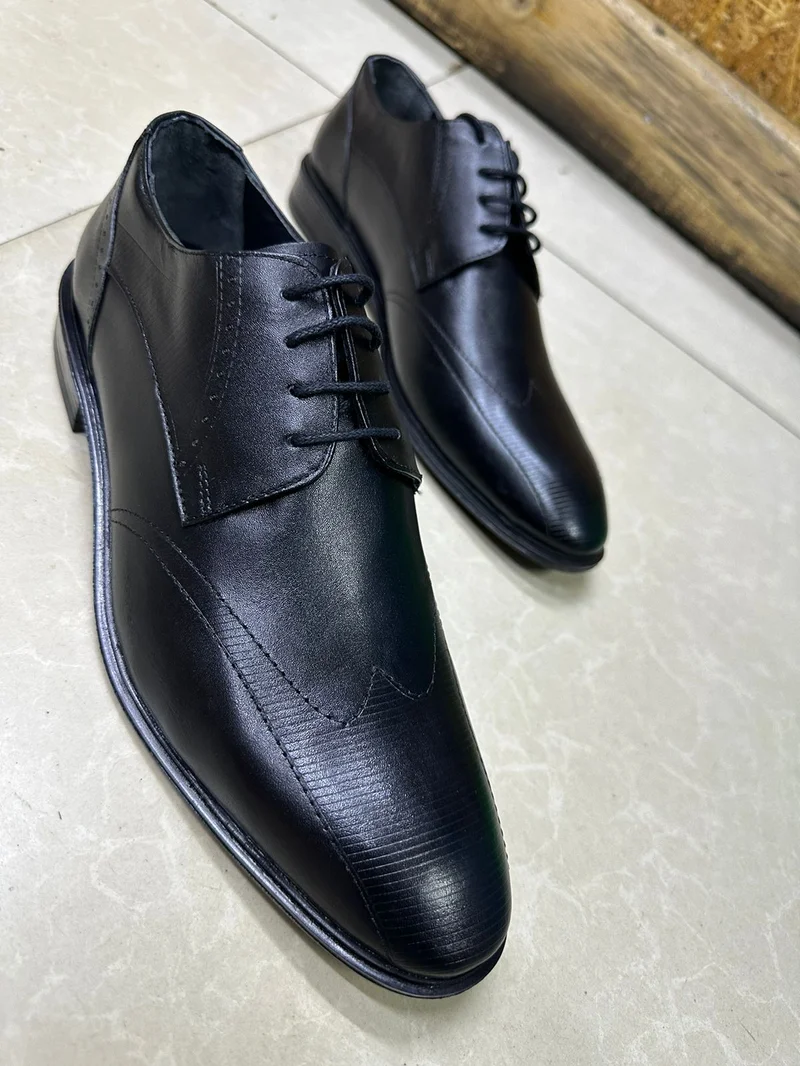 Formal Quality Premium Bossini  Leather Men's Black Laced Leather Shoes