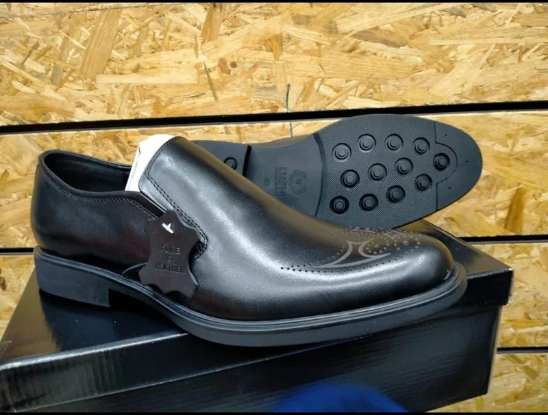 Franco Banetti  Premium Leather Black Official  Slip On Shoes