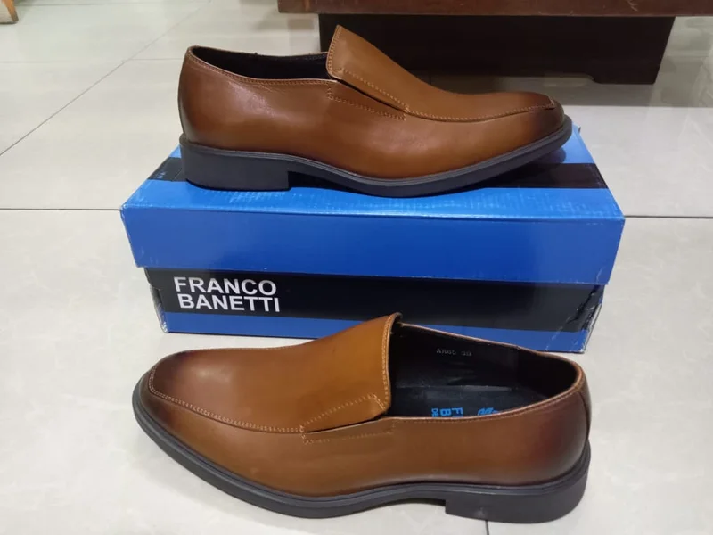 Franco Banetti Slip On Premium Leather Brown Official  Slip On Shoes