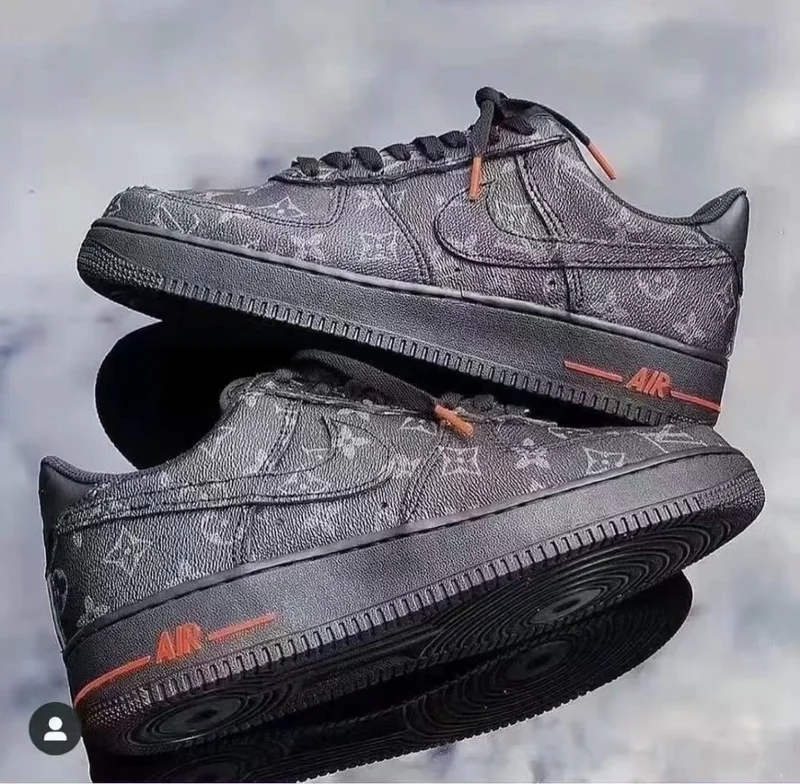 Gray Louis Vuitton x Nike Air Force1 Low