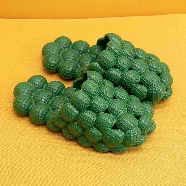 Green Unisex Hollow Funny Lychee Non Slip Spa Soft Bubble Slides Slippers
