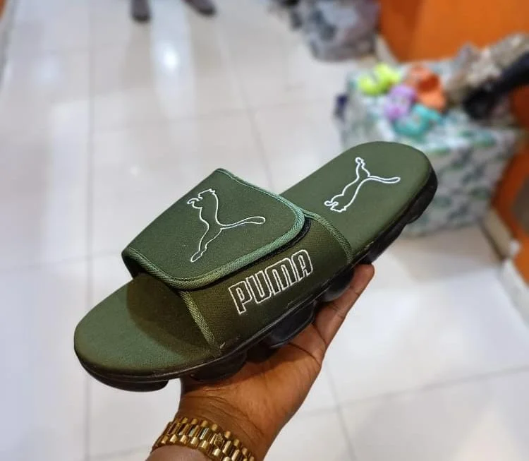 Green White Puma Unisex  Slides