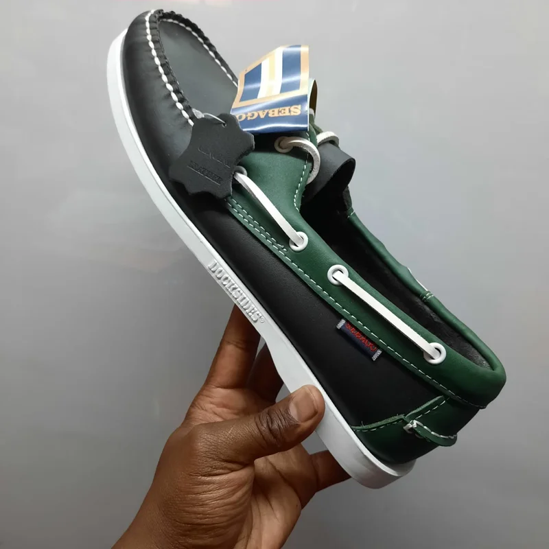 Green/Black/White Sebago Boat Docksides Men's  Shoe