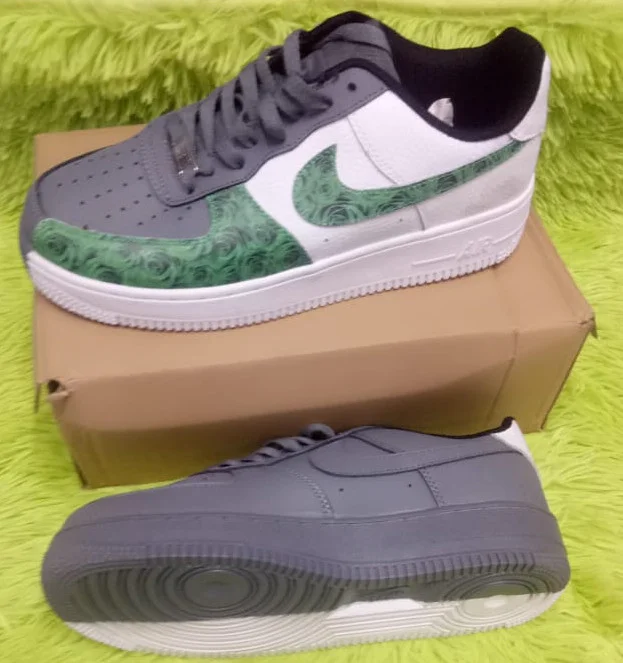 Green/Grey/White Nike Sneakers AF1 Air Force One Custom Shoes