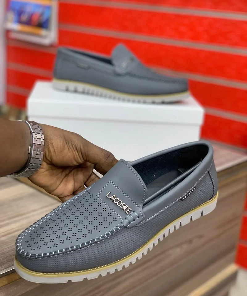 GREY  LACOSTE MEN’S CASUAL SLIP ON LOAFERS